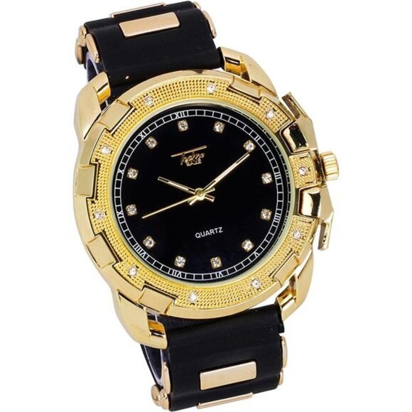 Mens Gold/Black Fully Iced Out Watch